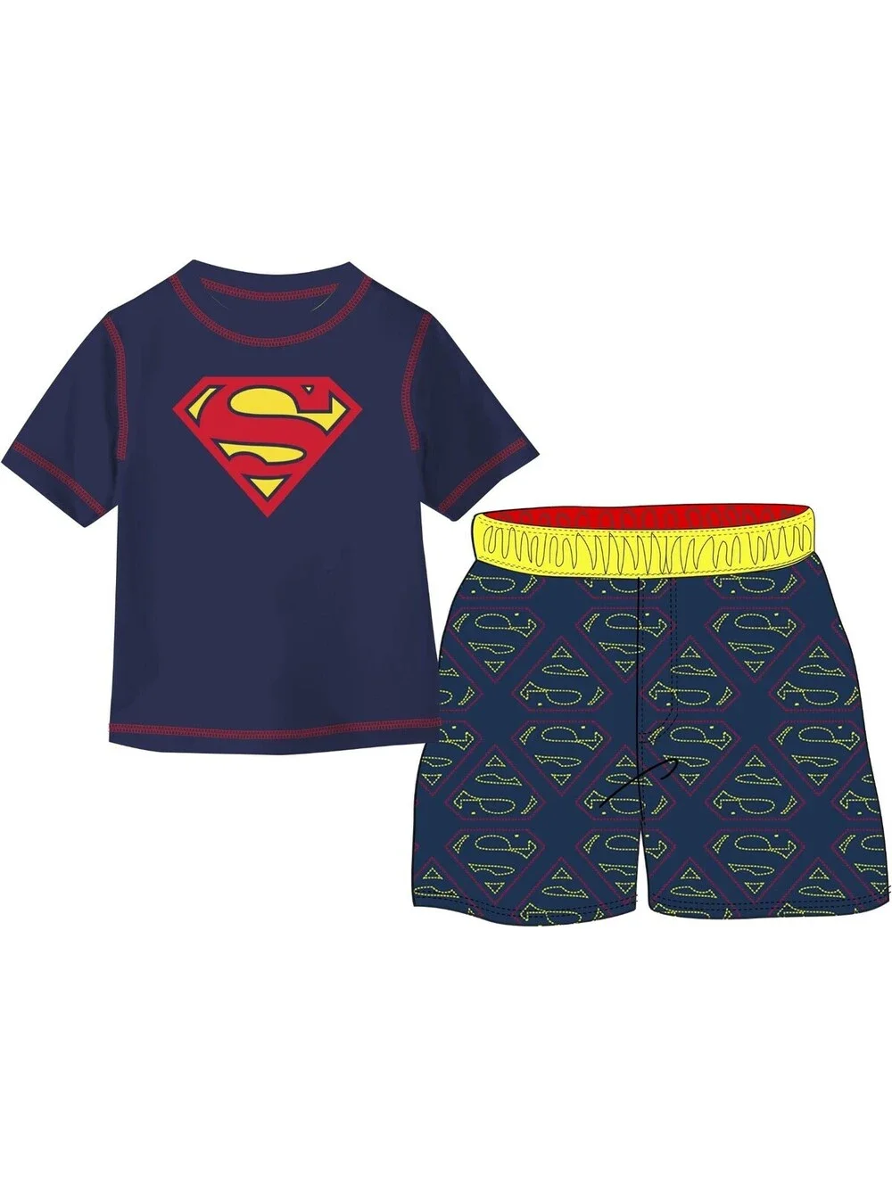 Superman UPF 50+ Rash Guard and Swim Trunks Shorts Swimsuit (Boys), 2pcs Size 3T